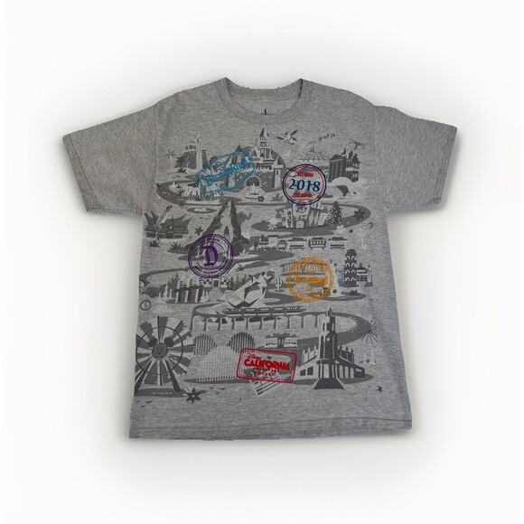 Disney Parks Discover The Magic Gray Map T-Shirt Disneyland Attractions Medium - Picture 2 of 6